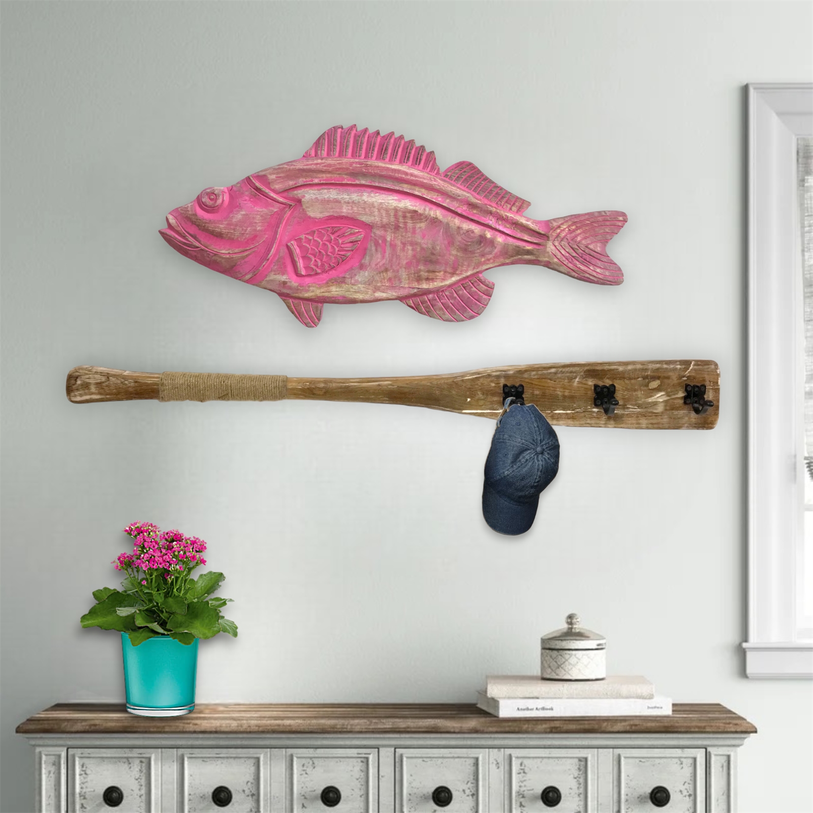 Snook Wall Hanging Fish -Pink Distressed